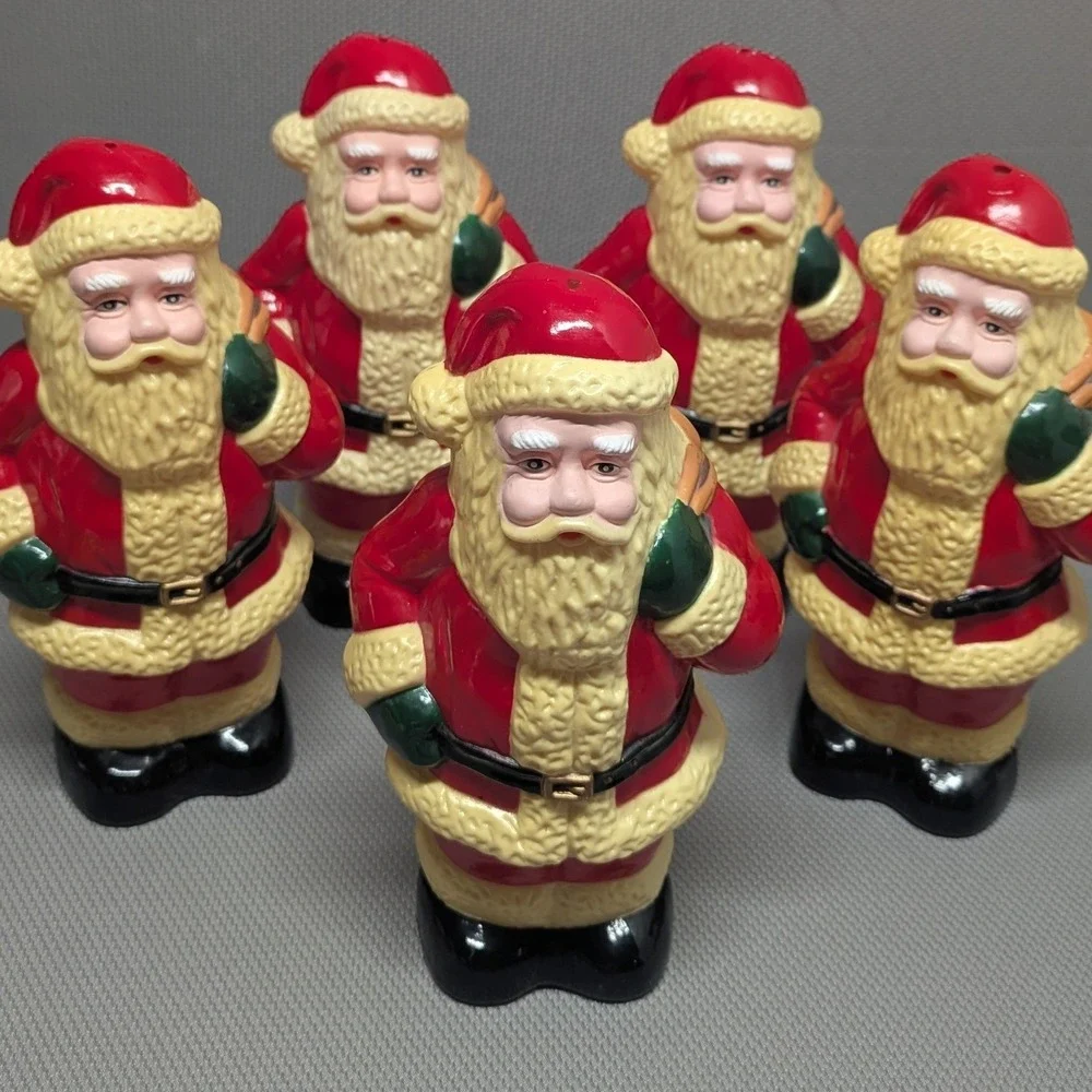 Set of 5 VTG Santa Claus Blow Mold Pathway Light Covers Christmas Holiday Decor